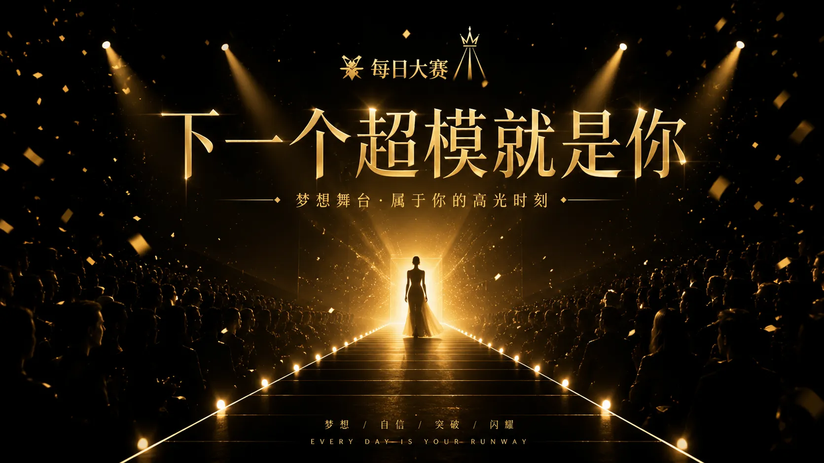 每日大赛聚光灯舞台与成年模特赛事主视觉